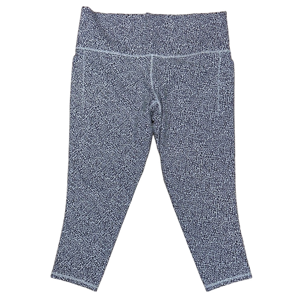 Athleta 2X Salutation Stash II Textured 7/8 Tight Black White Pockets